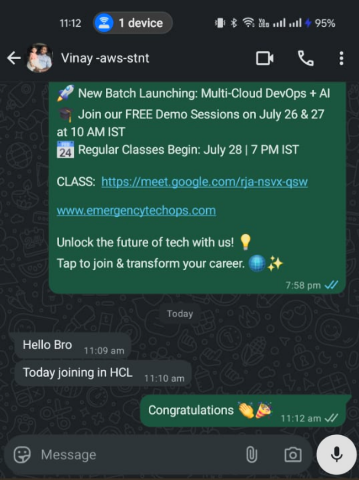 Student Success Story - DevOps Engineer